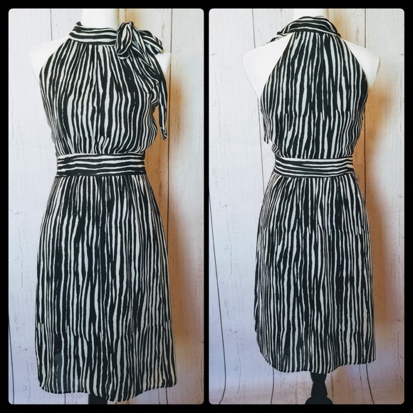 Banana Republic Dark Navy & White Halter Dress - Picture 1 of 3